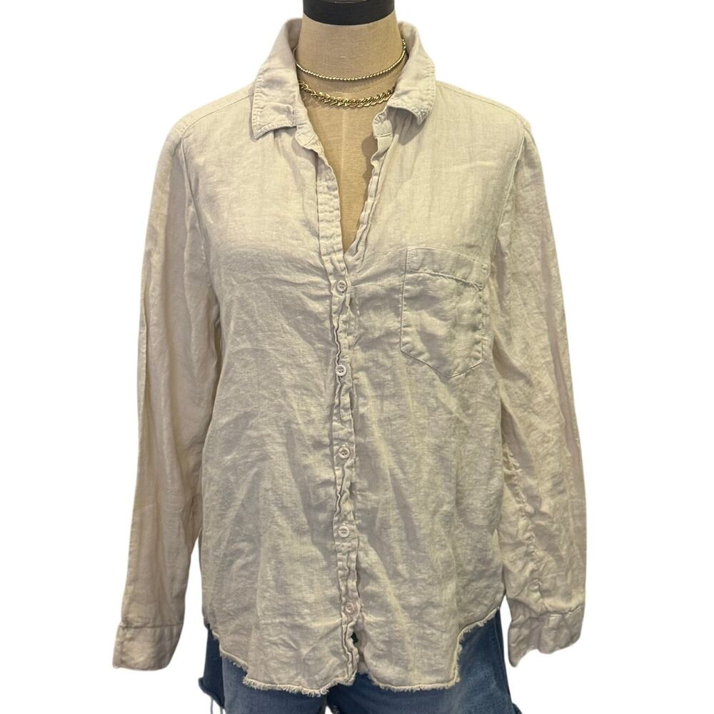 Cloth & Stone from ANTHROPOLOGIE Tan 100% linen Button Down Shirt Top M